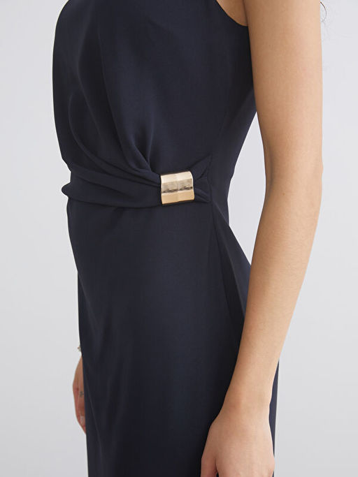 Bisiklet Yaka B?zg?l? Belden Oturtmal? Elbise