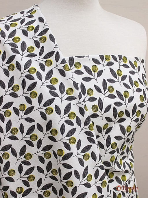 Теплый хлопок Ягода на веточке цв.белый, СОРТ2, ш.1.46м, хлопок-100%, 160гр/м.кв - Купава фото 3