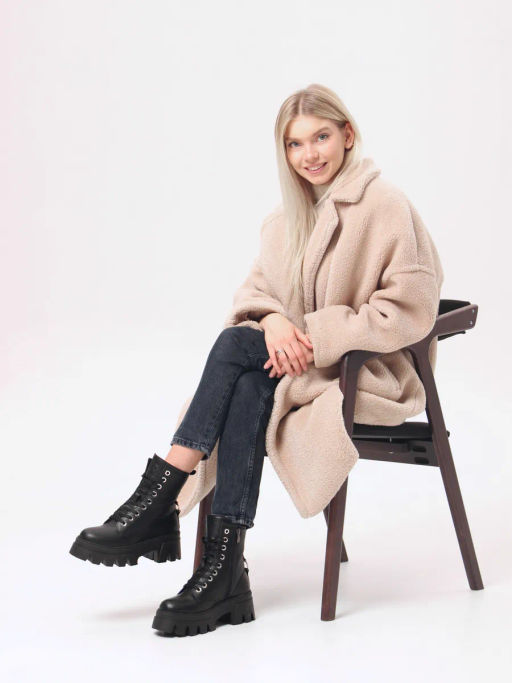 Ботинки 329.зиплайнbl.Черный/шерсть