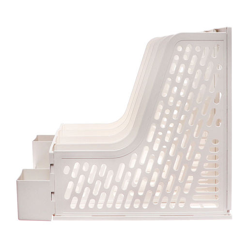 Лоток для бумаг Calligrata, А4, вертикальный, с отделениями для пишущих принадлежностей, 4 отделения, белый