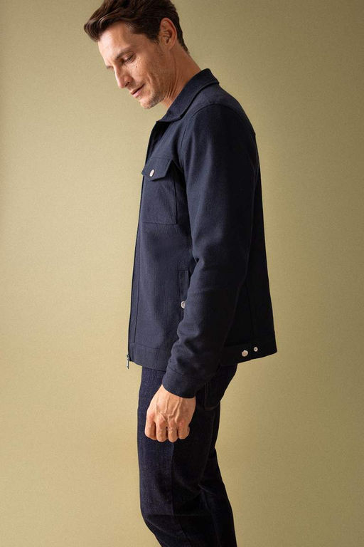 Приталенное пальто с воротником-поло - Defacto фото 3