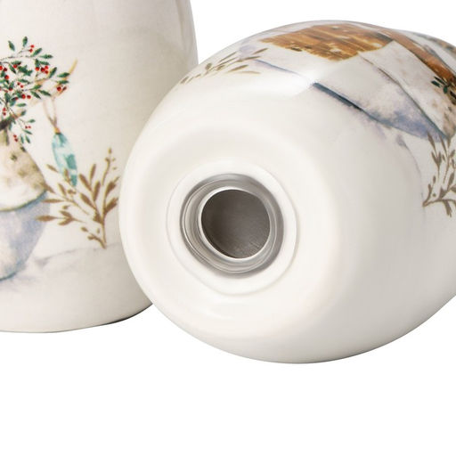 Набор для специй Доляна Рождественский снеговик, 3 предмета: солонка 130 мл, перечница 130 мл, подставка  фото 3