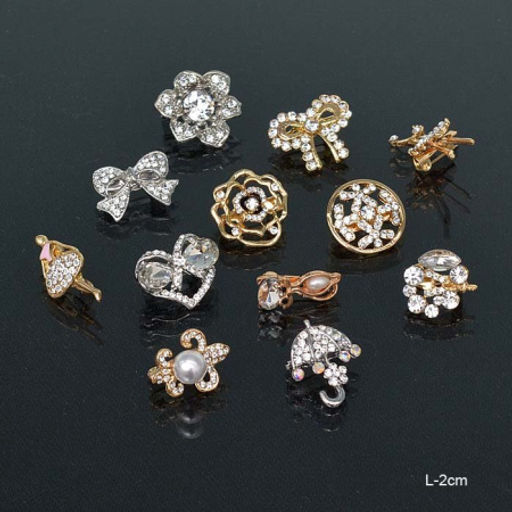 Брошь Микс набор 12 штук 2 см / 2115-35 /уп 1200/