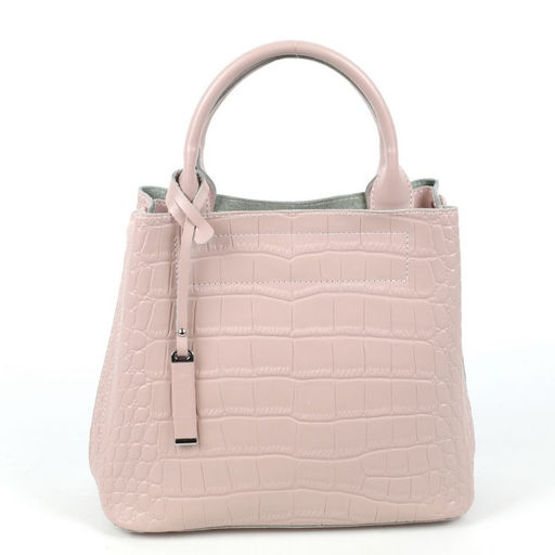 Женская кожаная сумка с ручками под крокодила 1546-200 Розовый - Cidirro фото 2