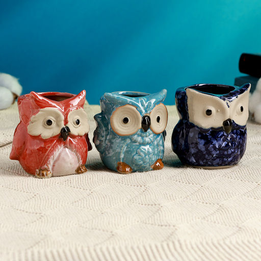 Горшок для цветов «Совушка», керамический, 100 мл, 7×6.5 см, МИКС