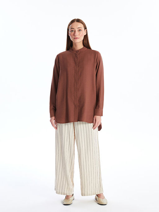 Hakim Yaka D?z Uzun Kollu Kad?n Tunik