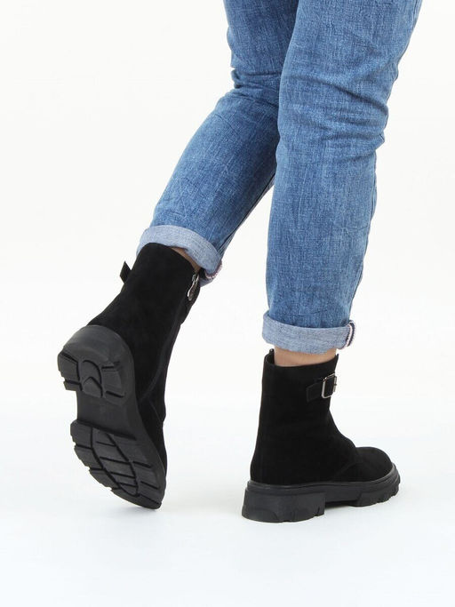 01-E2014B-497B BLACK Ботинки демисезонные женские (натуральная замша)