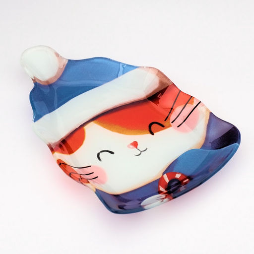 Тарелка новогодняя плоская «Котик», 13.8×20.5 см