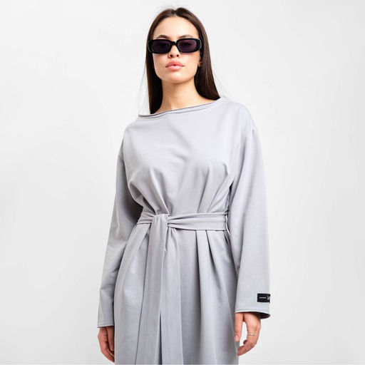 Платье женское миди с разрезом MIST, серое, размер 46-48 (L-XL)