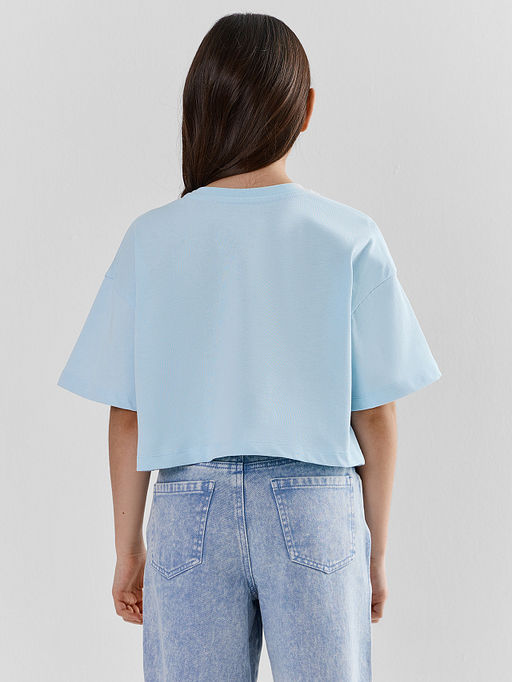 Футболка для девочек голубая укороченная - Mark formelle фото 3