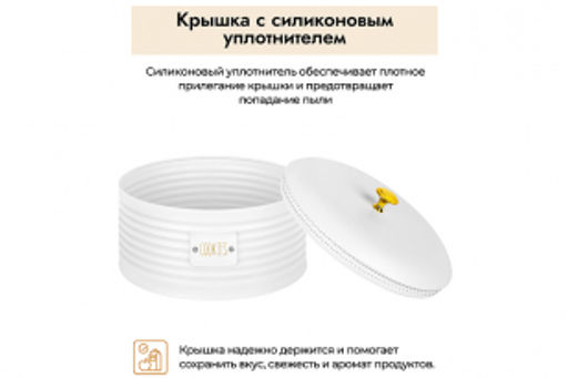 Банка для печенья 3 л 21,5*21,5*14,5 см Cookies с крышкой с сил.упл. белая металл - Elan gallery фото 3