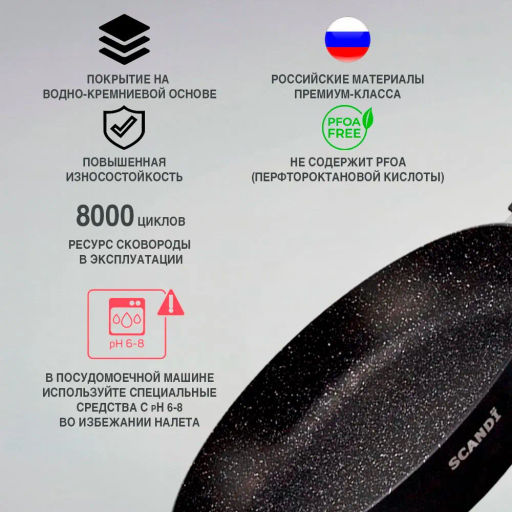 Сковорода Scandi несъемная ручка, 20 см - Нева металл посуда фото 4