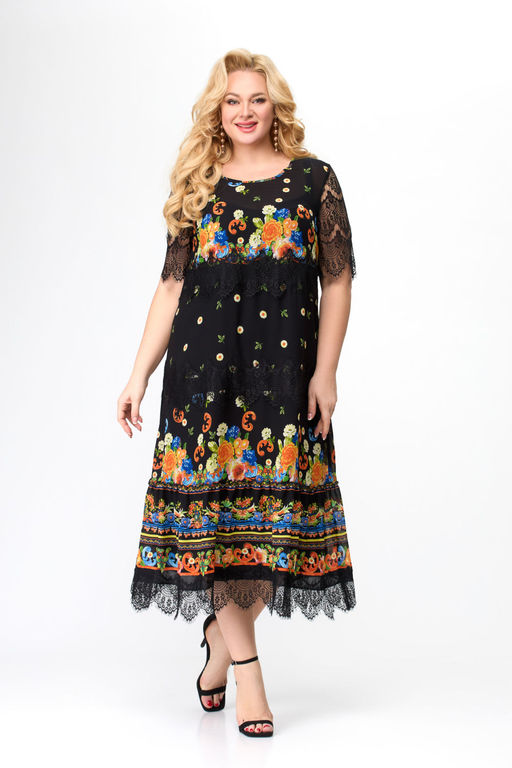 Платье Svetlana Style 1505-Р черный+узор