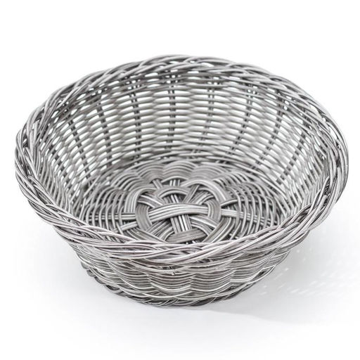 Корзинка для подачи фруктов и хлеба Доляна Лукошко, d=20 см, пластик, плетёная, серая фото 2