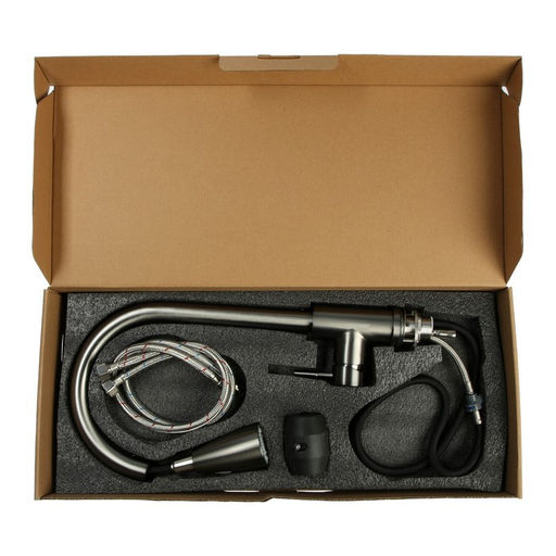 Смеситель для кухни ZEIN Z4961, нержавеющая сталь, с выдвижной лейкой, 2 режима, серый