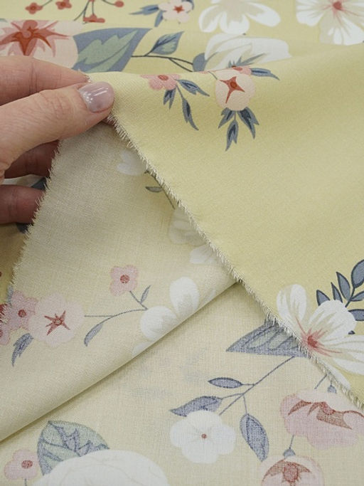 Штапель Цветочная элегия цв.соломенно-желтый, СОРТ2, ш.1.45м, вискоза-100%, 100гр/м.кв - Купава фото 5