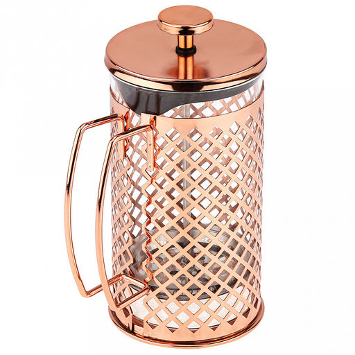 Френч-пресс металлический корпус "Восторг" 800мл, д10см h19см, глянцевый, цвет - розовое золото (медный), колба - термостойкое стекло д9,7см h15,3см, в подарочной коробке (Китай)