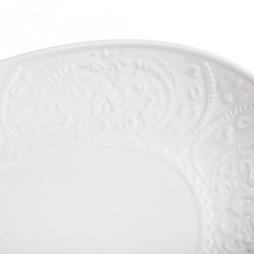 "Русь" Блюдо овальное фарфоровое 368х260х33мм, белый, рельефный декор (Китай)
