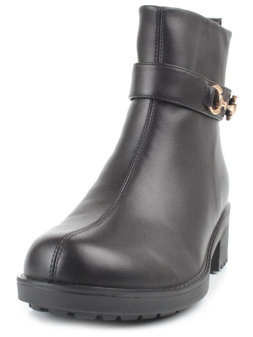 01-5575-1 BLACK Ботинки демисезонные женские (натуральная кожа, натуральная байка)