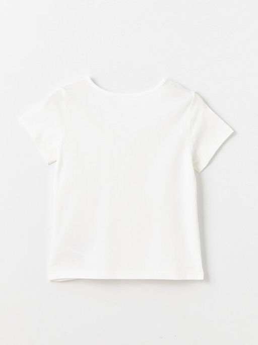 Bisiklet Yaka Bask?l? K?sa Kollu K?z ?ocuk Ti??rt ve ?ort - Waikiki фото 3