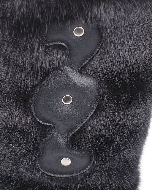 Унты женские на литой подошве. Черные., "Норка" черная. Молния.