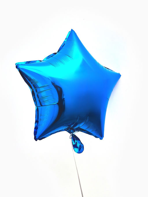 Цена за 2 шт. Воздушные шары фольгированные 18" "Звезда" цвет синий, набор 5 штук