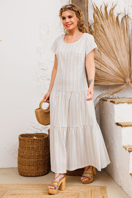 Платье AMORI 9807 полоска голубая  фото 4