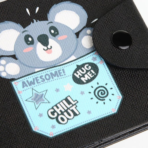 Кошелёк детский «Коала», маленький, на кнопке, чёрный