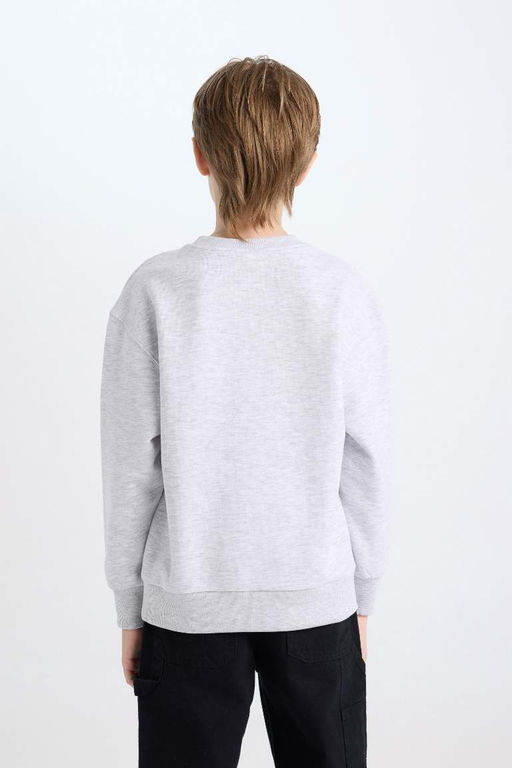 Серый свитшот обычного кроя с круглым вырезом и принтом для девочек - Defacto фото 6