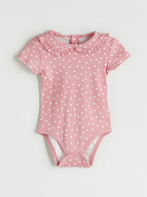 Bebe Yaka Puantiyeli K?z Bebek ??t??tl? Body