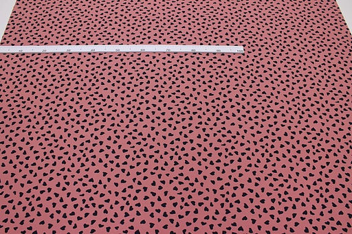 Теплый хлопок Чернильные сердечки на св.кораллово-брусничном, ш.1.5м, хлопок-100%, 150гр/м.кв - Купава фото 3