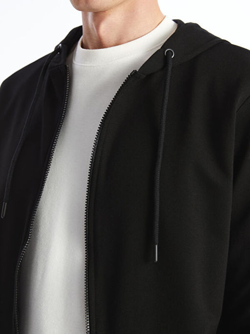 Kap??onlu Uzun Kollu Erkek Fermuarl? Sweatshirt