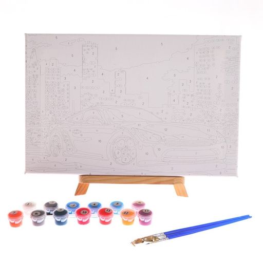 Картина по номерам на холсте с подрамником Автомобиль в ночном городе, 30х20 см - Школа талантов фото 4