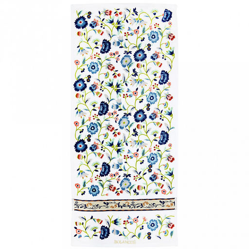 "Япония-2021" Полотенце махровое 34х78см, плотность 300гр/м2, 100% хлопок, с вышивкой, "Васильки", синий, Bolangde (Китай)