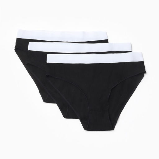 Трусы женские слипы MINAKU рубчик, набор 3 шт., размер 40-42, чёрные