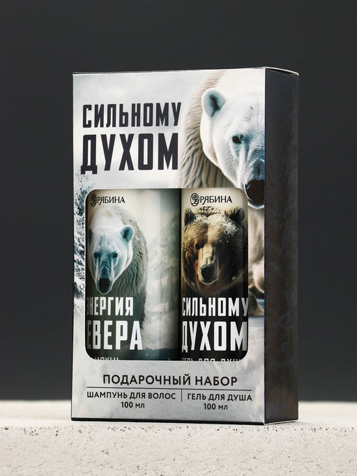 Подарочный набор новогодний «Сильному духом»: гель для душа и шампунь для волос, 2×100 мл, Чистое счастье