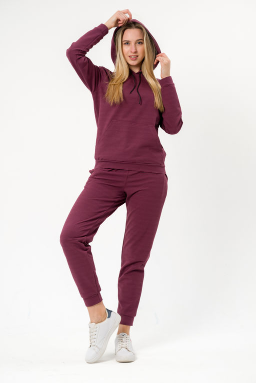 Костюм женский из худи и брюк из футера Кроссфит-2 брусника
