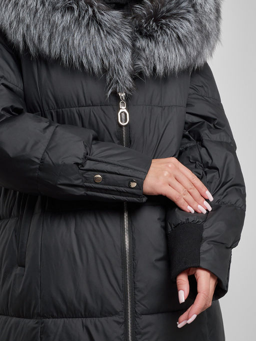 Пальто утепленное с чернобуркой зимнее женское черного цвета 133156Ch - Visdeer фото 14