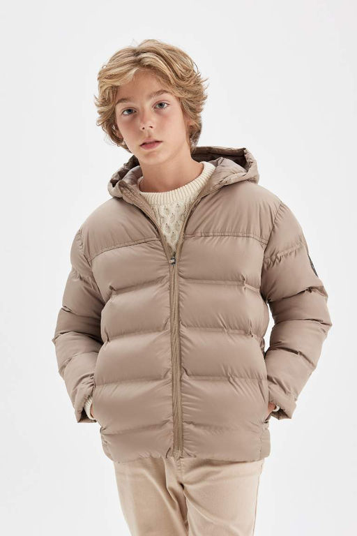 Водоотталкивающее пальто с капюшоном для мальчика - Defacto фото 3