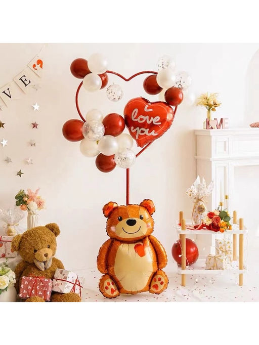 Цена за 2 шт.Воздушный шар фольгированный 33" Мишка с сердцем