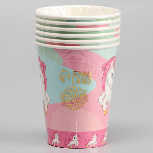 Стаканы бумажные Единорог, 6 шт. - Страна карнавалия фото 3