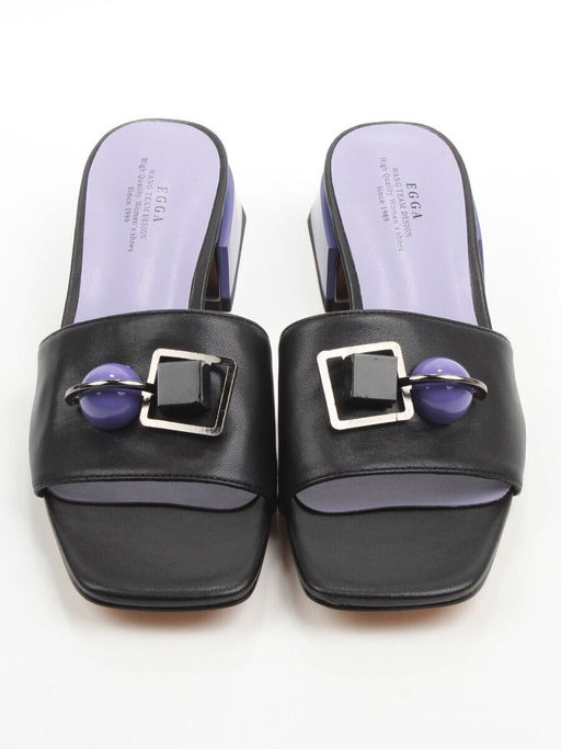 08-HLP1035-28 BLACK/VIOLET Босоножки женские (натуральная кожа)
