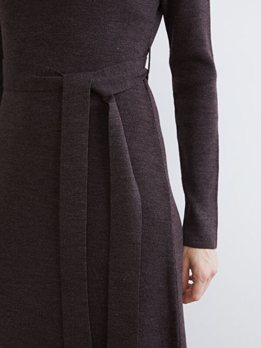 Bisiklet Yaka Beli Ku?akl? Triko Elbise