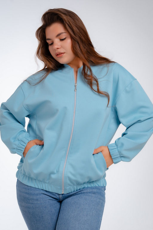 Бомбер из коттон фита аквамарин макси - Амадэль фото 16