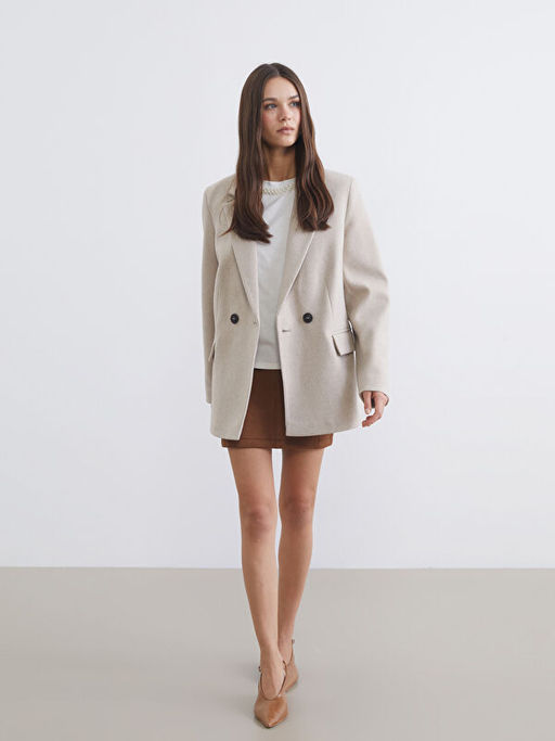 Kruvaze Yaka Kad?n Ka?e Blazer Ceket