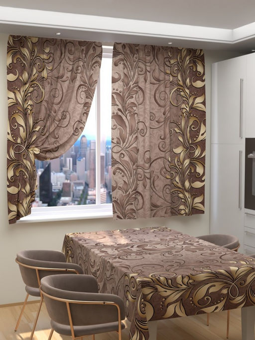 Фотошторы для кухни Композиция узор 3 Скатерть 145*145 - Ros-decor фото 2