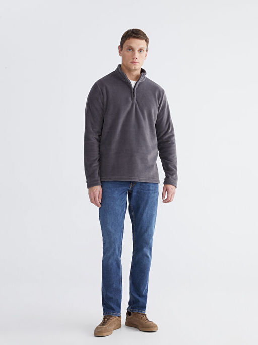 Dik Yaka Polar Erkek Sweatshirt