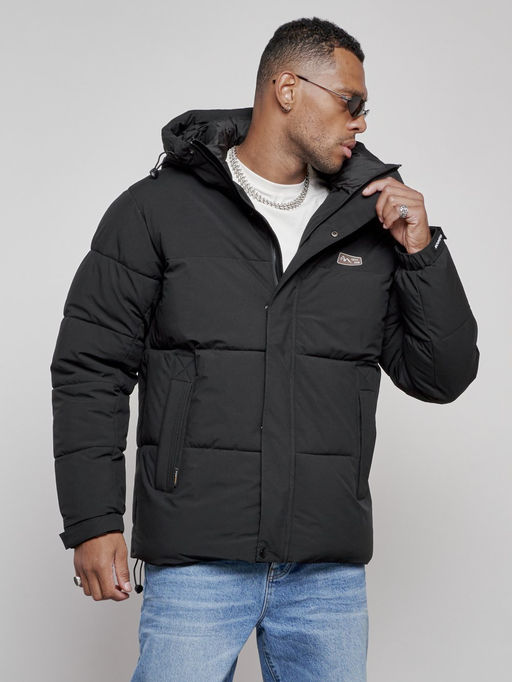 Куртка молодежная мужская зимняя с капюшоном черного цвета 8356Ch - Wonderrman фото 8