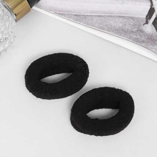 Цена за 6 шт. Резинки для волос «Махрушка спорт», набор 2 шт., элит классик широкая, 5.5 см, чёрные