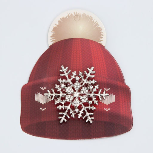 Брошь новогодняя «Снежинка - загадай желание», белая в серебре